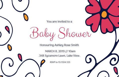 Vibrant Floral Baby Shower Invitation with Joyful Design - Download Free Stock Templates Pikwizard.com