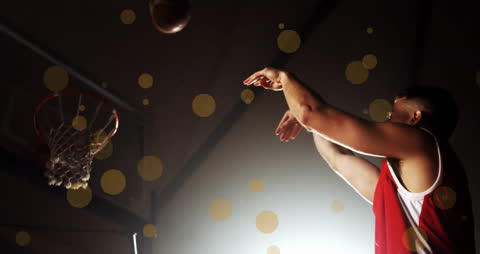 Basketball Player Shooting in Action with Light Effects