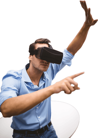 Man Interacting with Virtual Reality Experience on Transparent Background - Download Free Stock Videos Pikwizard.com