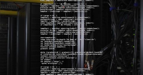 Overlay of Computer Code on Server Racks in Data Center - Download Free Stock Images Pikwizard.com