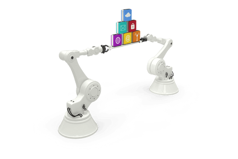 robot arms holding digital media icons on transparent background - Download Free Stock Videos Pikwizard.com