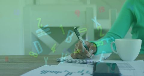 Busy Professional Writing in Office with Green Overlay - Download Free Stock Images Pikwizard.com