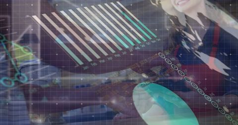 Man Using Smartphone for Payment with Data Overlay