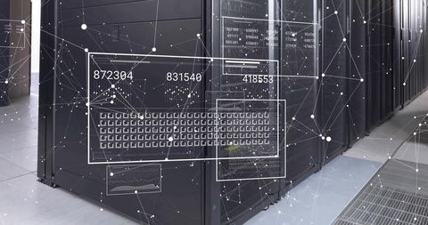 Monitoring server rack with hud network overlay and analytics readouts in data center aisle
