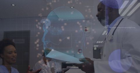 African American Doctor Analyzing Digital Medical Imagery