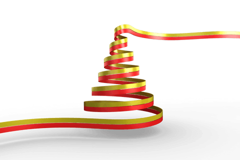 christmas tree shape with yellow and red ribbon on transparent background - Download Free Stock Videos Pikwizard.com