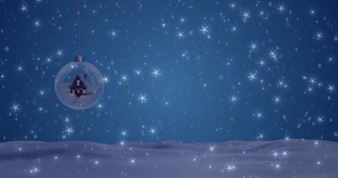 Snow Globe with Winter Cabin Amid Falling Stars