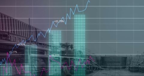Financial Data Graph Overlapping Construction Infrastructure - Download Free Stock Images Pikwizard.com