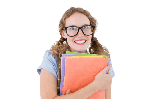 charming young woman holding colorful files on transparent background - Download Free Stock Videos Pikwizard.com