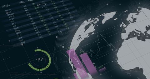 Global Business Data and Analytics Interface with Rotating Globe - Download Free Stock Images Pikwizard.com