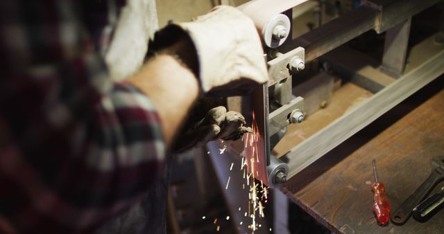 Close-up of Worker Sharpening Tool with Sparks Flying - Download Free Stock Images Pikwizard.com