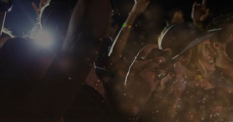 Concert Crowd Recording on Smartphone, Lens Flare and Bokeh, Live Music Night Energy