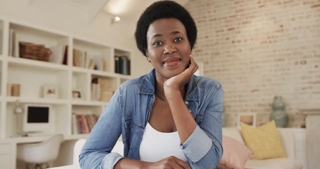 Confident African American Woman Relaxing at Home Office Setup - Download Free Stock Images Pikwizard.com