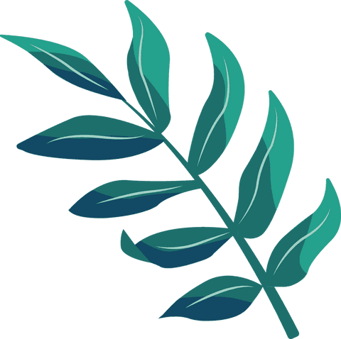 Flat design teal and navy branch transparent background