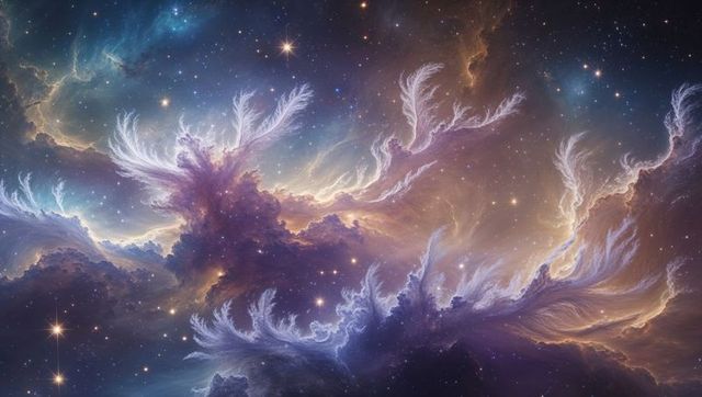 Vibrant cosmic nebula with glowing astral clouds in deep space