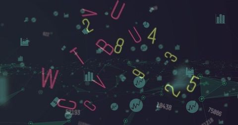 Digital Data Flow with Letters, Numbers, and Icons on Black Background - Download Free Stock Images Pikwizard.com