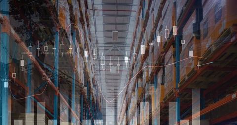 Financial Analytics Overlay in Warehouse - Download Free Stock Images Pikwizard.com