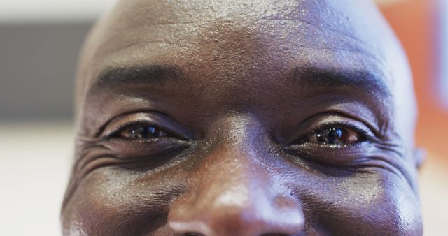 Close-Up of a Smiling Man's Eyes and Forehead - Download Free Stock Images Pikwizard.com