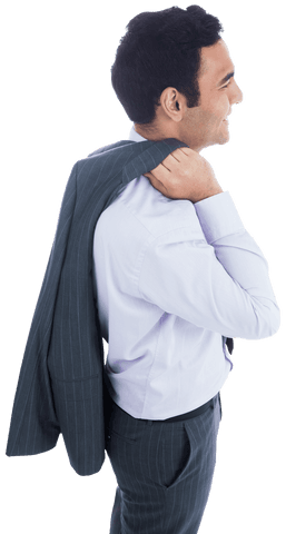 Confident Businessman with Jacket over Shoulder Transparent Background