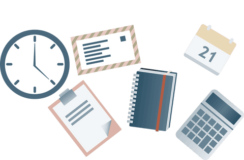 Transparent Office Supplies Illustration: Clock, Notebook, Calendar, Calculator - Download Free Stock Videos Pikwizard.com