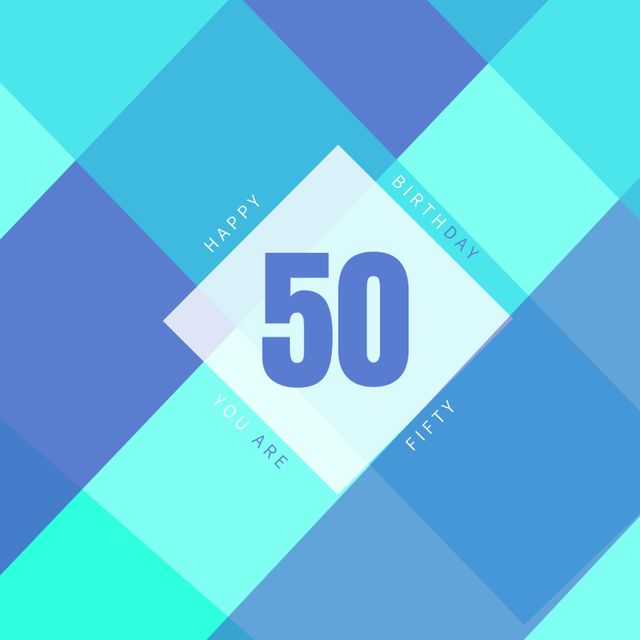 Geometric 50th Birthday Celebration Background with Blue Hues - Download Free Stock Templates Pikwizard.com