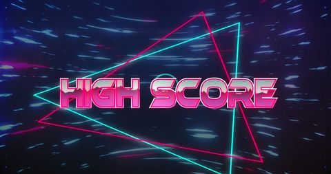 High Score Banner in Neon with Dynamic Blue Light Trails