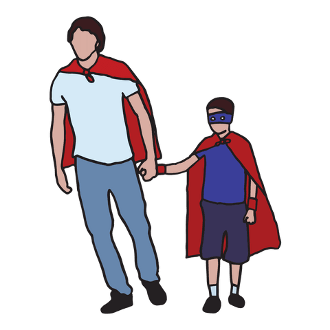 Transparent Father and Son with Capes Illustration