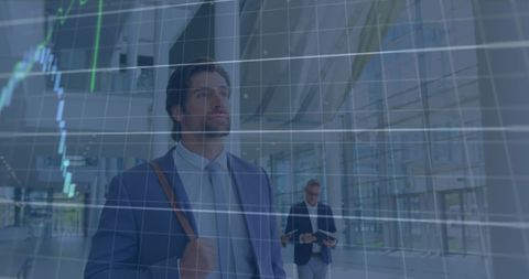 Caucasian Businessman with Digital Graphs and Global Fintech Interface - Download Free Stock Images Pikwizard.com