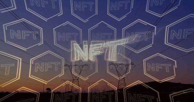 Holographic nft display over dusk power lines