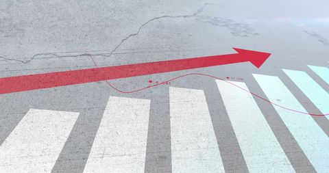 Rising growth business concept with red arrow and chart