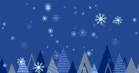 Falling Snowflakes Over Festive Winter Landscape