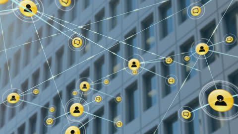 Digital Network with Cityscape Background