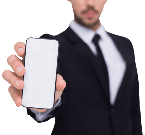 transparent businessman holding smartphone forward - Download Free Stock Videos Pikwizard.com