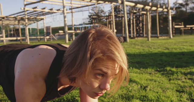 Determined Woman Training in Outdoor Obstacle Course - Download Free Stock Images Pikwizard.com