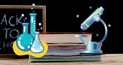 Books and Microscope Illustrations Back to School Theme