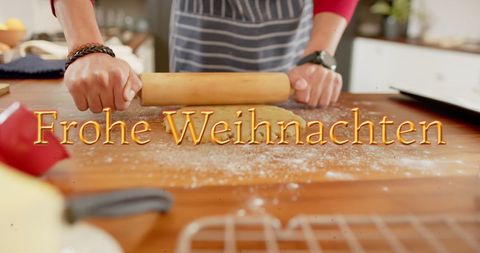 Holiday Baking with 'Frohe Weihnachten' Christmas Greeting - Download Free Stock Images Pikwizard.com