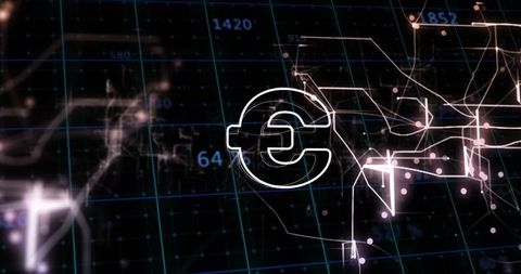 Euro Symbol Ablaze Amidst Mesmerizing Digital Matrix