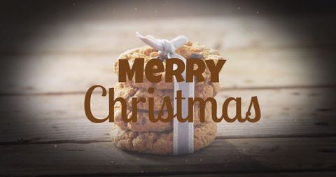 Merry Christmas Cookies on Wooden Surface Festive Greeting Card - Download Free Stock Images Pikwizard.com