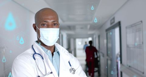 Healthcare Professional Analyzing Medical Data in Hospital Corridor