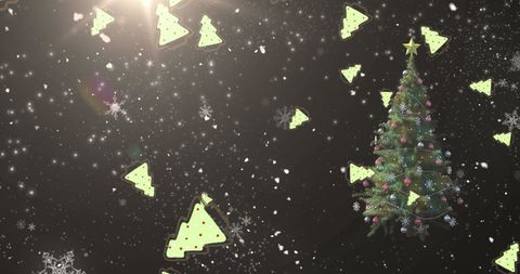 whimsical christmas tree patterns against starry night sky - Download Free Stock Images Pikwizard.com