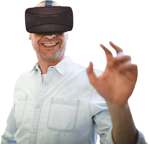 Smiling Caucasian Man Testing Virtual Reality on Transparent Background - Download Free Stock Videos Pikwizard.com
