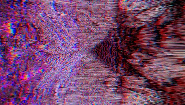 Flowing glitch texture warping across screen with rgb scanlines and chromatic aberration