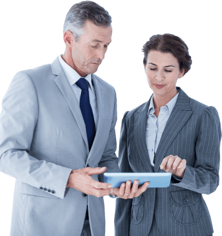 professional business team analyzing data on tablet transparent background - Download Free Stock Videos Pikwizard.com