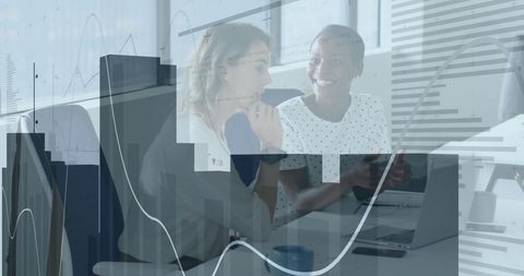 Diverse Professionals Collaborating with Financial Data Overlay - Download Free Stock Images Pikwizard.com