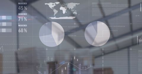 Transparency in Trade: Overlayed Charts in Modern Warehouse Scene - Download Free Stock Images Pikwizard.com