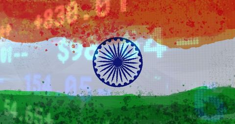 Digitized Indian Flag Symbol of Financial Market Trends