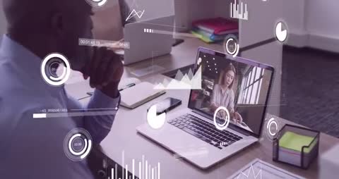 Virtual Business Meeting with Data Visualization and Analytics