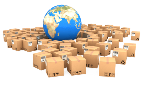 transparent globe on shipping parcels representing global logistics - Download Free Stock Videos Pikwizard.com