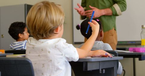 Engaged Students and Teacher in Interactive Classroom