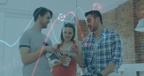 Young Adults Discussing Digital Graphs over Coffee